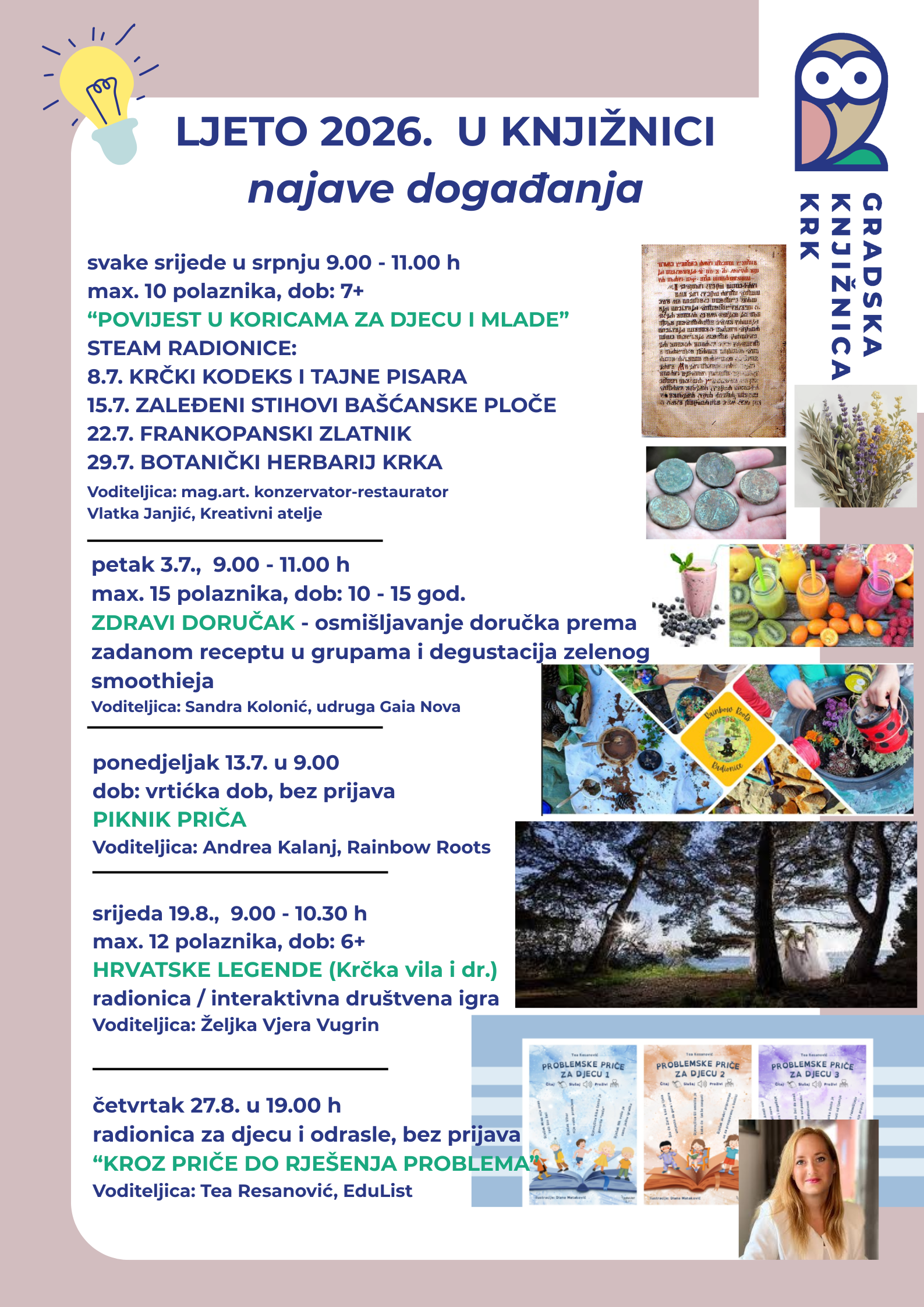 Ljetni program u Gradskoj knjižnici Krk - prijavite se na brojne radionice!